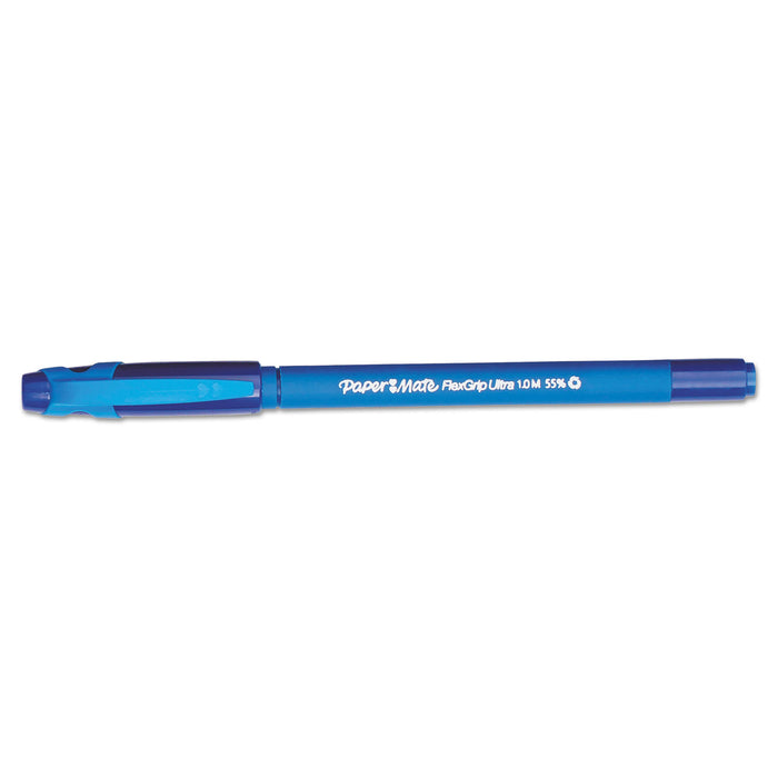 FlexGrip Ultra Stick Ballpoint Pen, Medium 1mm, Blue Ink/Barrel, Dozen