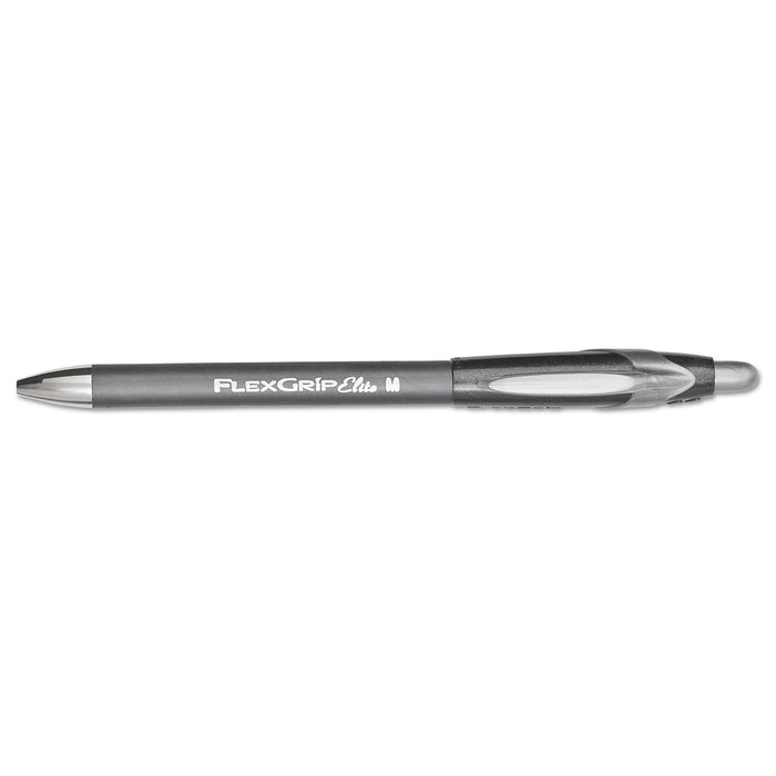 FlexGrip Elite Retractable Ballpoint Pen, Medium 1mm, Black Ink/Barrel, Dozen