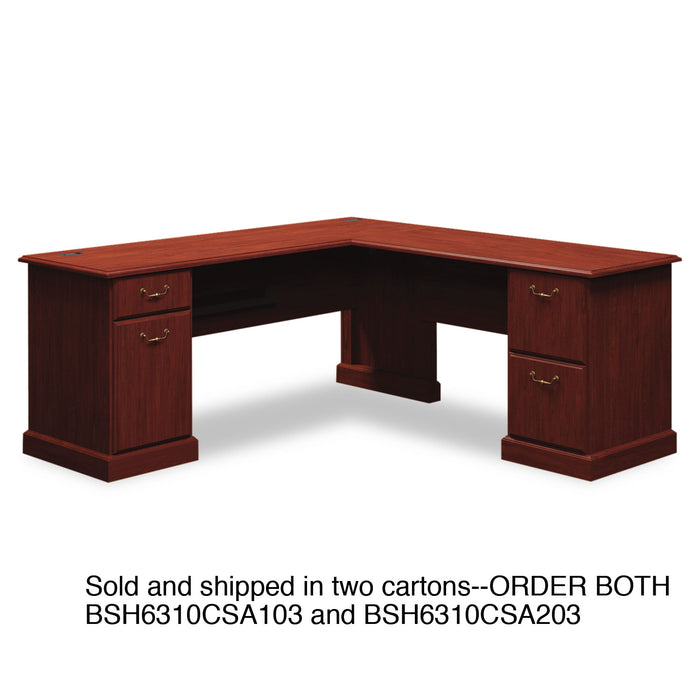 72"W x 72"D L-Desk (B/D, F/F) Box 1 of 2 Syndicate, 72.75w x 72.25d x 30.75h, Harvest Cherry