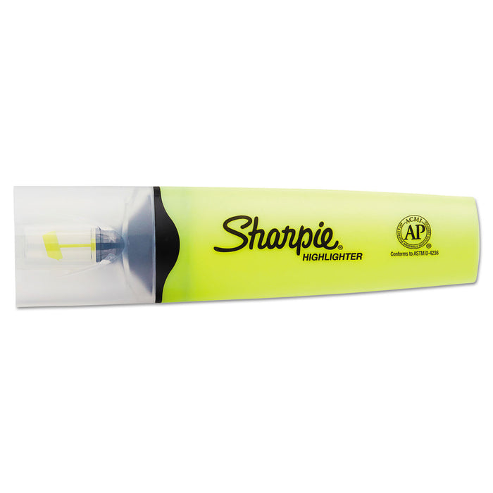 Clearview Tank-Style Highlighter, Blade Chisel Tip, Fluorescent Yellow, Dozen