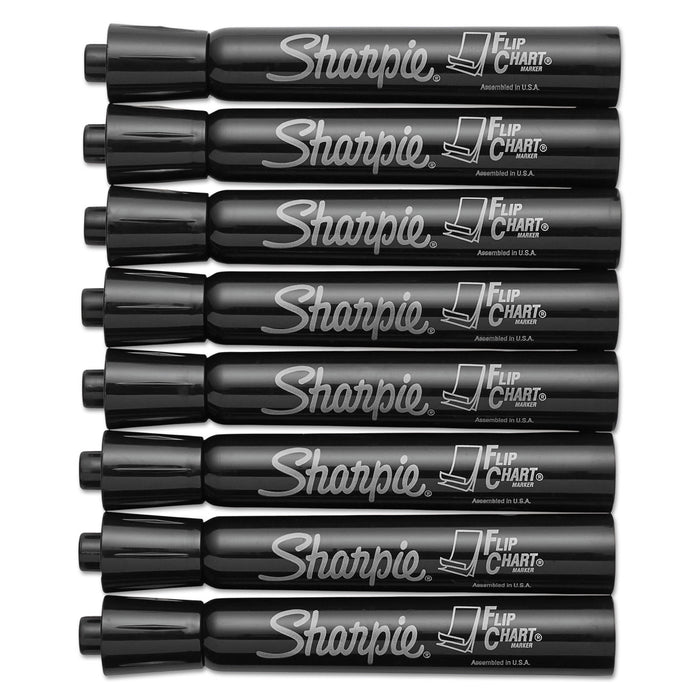 Flip ChartMarker, Broad Bullet Tip, Black, 8/Pack