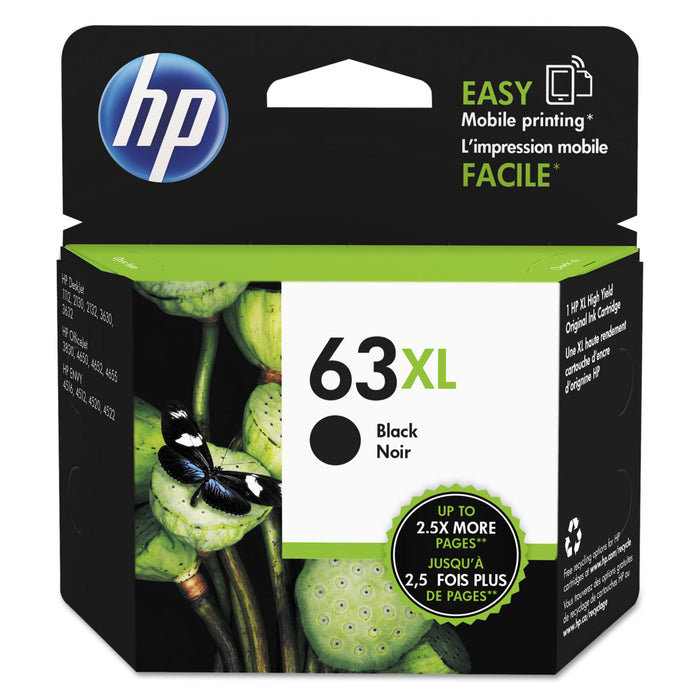 HP 63XL, (F6U64AN) High Yield Black Original Ink Cartridge