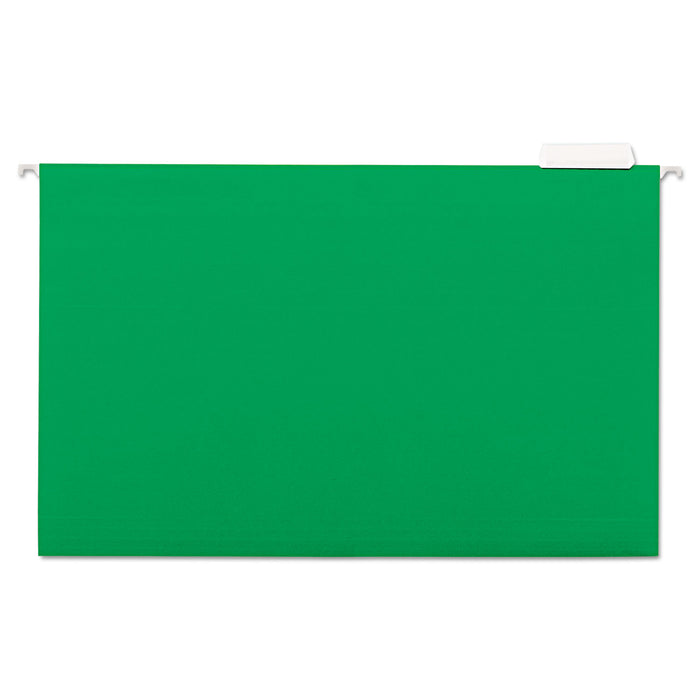 Deluxe Bright Color Hanging File Folders, Legal Size, 1/5-Cut Tab, Bright Green, 25/Box