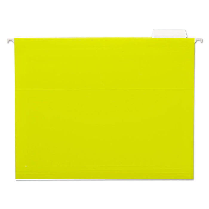 Deluxe Bright Color Hanging File Folders, Letter Size, 1/5-Cut Tab, Yellow, 25/Box