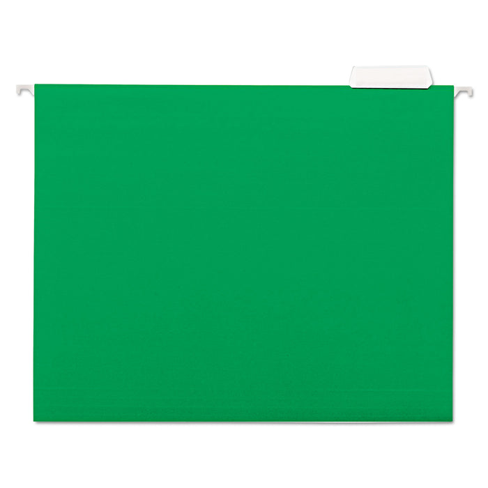 Deluxe Bright Color Hanging File Folders, Letter Size, 1/5-Cut Tab, Bright Green, 25/Box