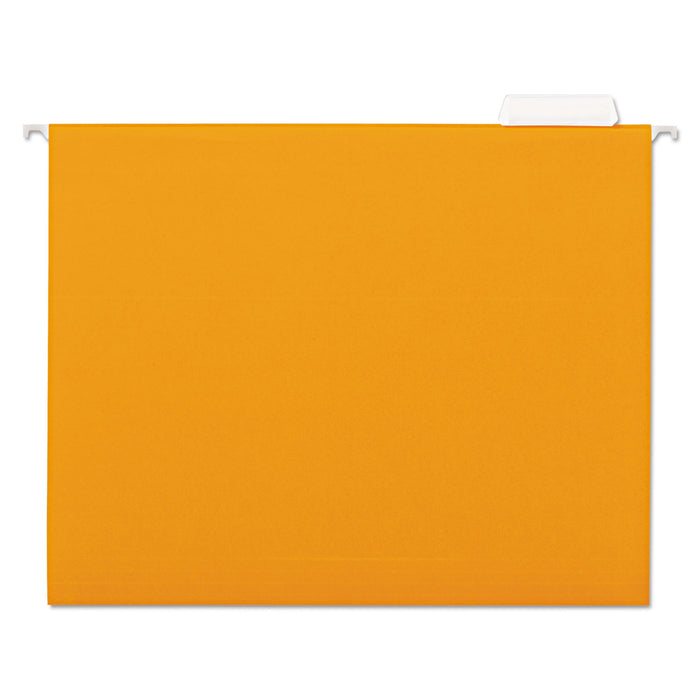 Deluxe Bright Color Hanging File Folders, Letter Size, 1/5-Cut Tab, Orange, 25/Box