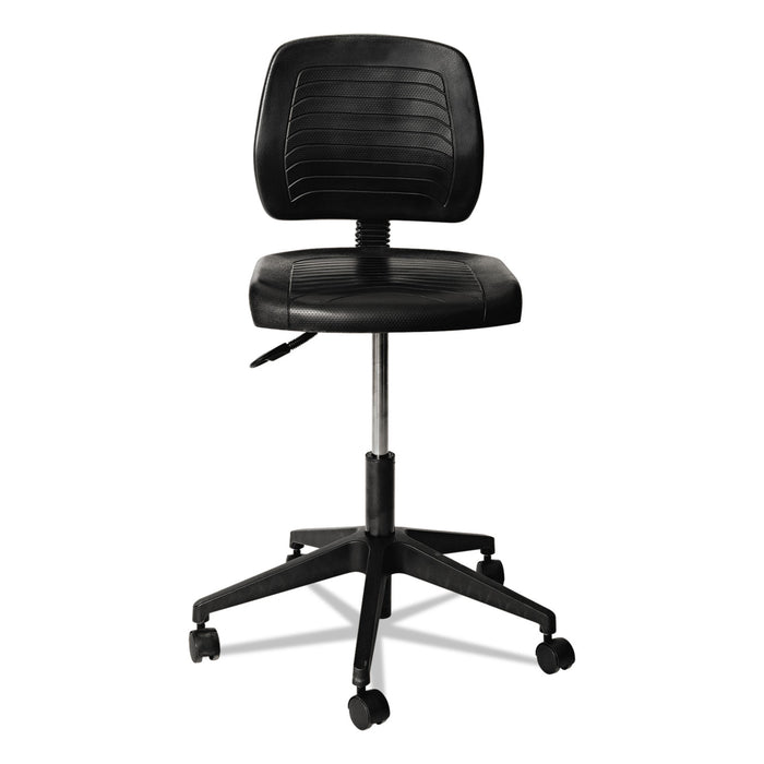 Alera WL Series Workbench Stool, 25" Seat Height, Supports up to 250 lbs., Black Seat/Black Back, Black Base