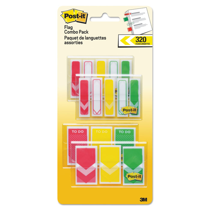 1/2" and 1" Prioritization Page Flag Value Pack, Red/Yellow/Green, 320/Pack