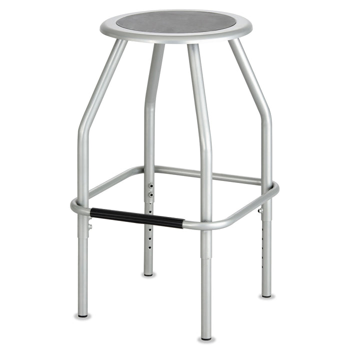 Diesel Industrial Stool with Stationary Seat, 30" Seat Height, Supports up to 250 lbs., Silver Seat/Silver Back, Silver Base