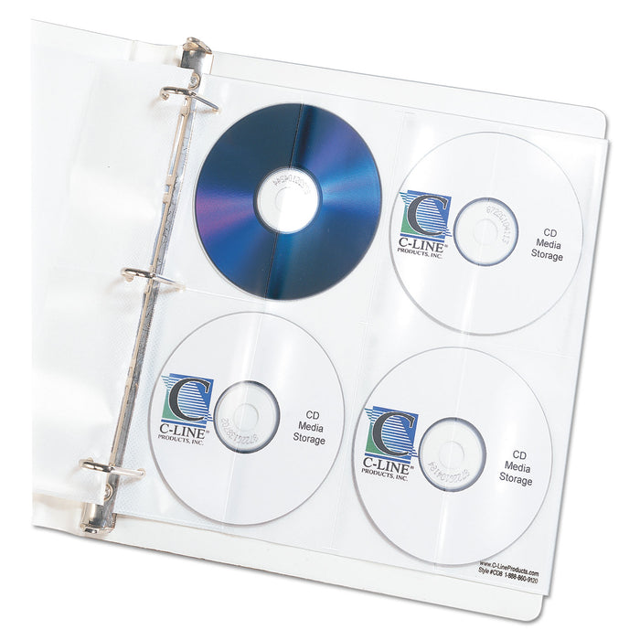 Deluxe CD Ring Binder Storage Pages, Standard, Stores 8 CDs, 5/Pack
