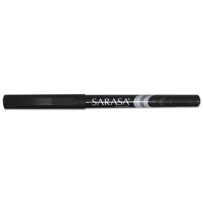 Sarasa Stick Porous Point Pen, Fine 0.8mm, Black Ink/Barrel, Dozen
