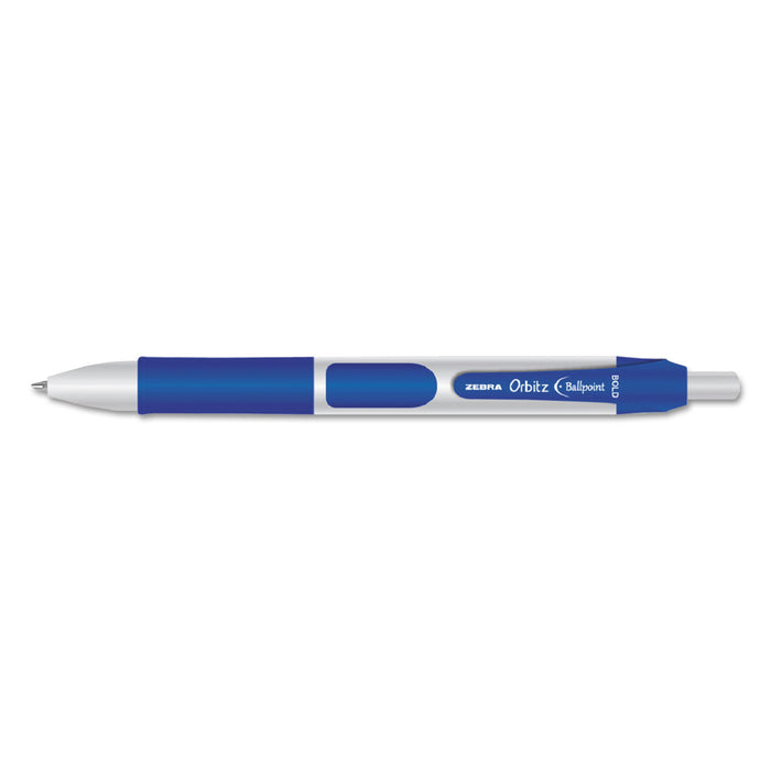 Orbitz Retractable Ballpoint Pen, Bold 1.6mm, Blue Ink, Gray/Blue Barrel, Dozen