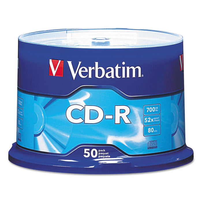 CD-R Discs, 700MB/80min, 52x, Spindle, Silver, 50/Pack