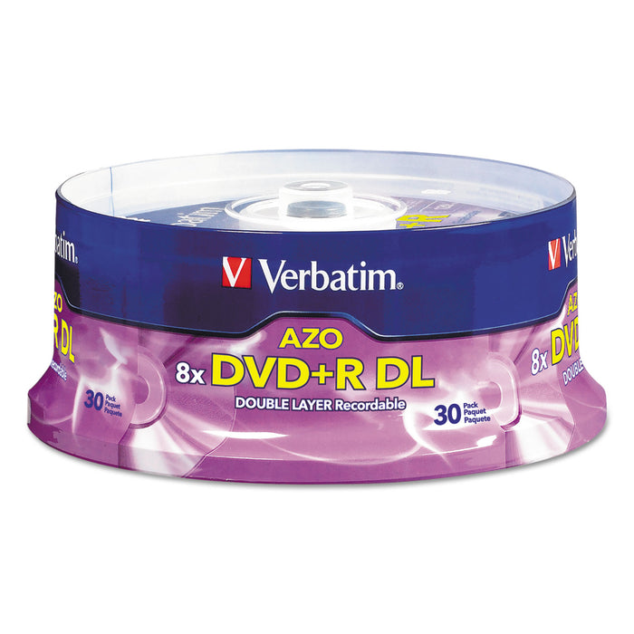 Dual-Layer DVD+R Discs, 8.5GB, 8x, Spindle, 30/PK, Silver
