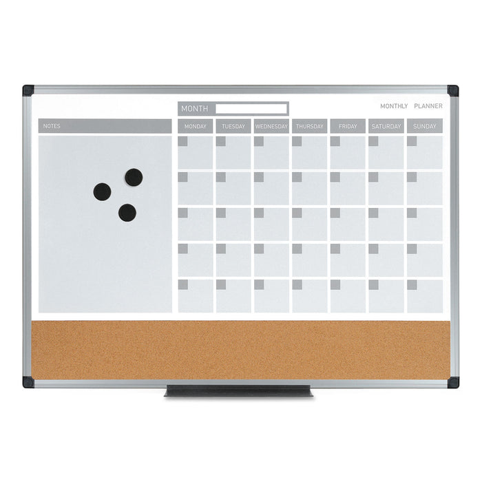 3-in-1 Calendar Planner Dry Erase Board, 36 x 24, Silver Frame
