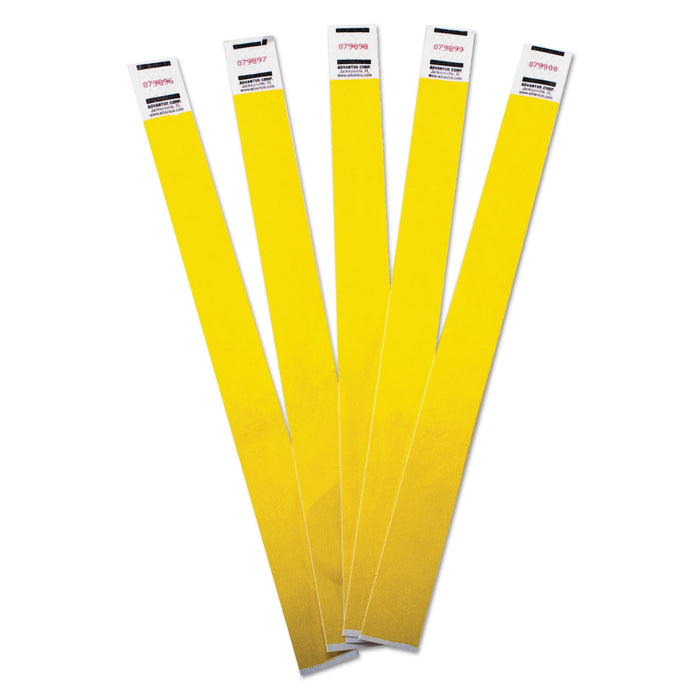 Crowd Management Wristbands, Sequentially Numbered, 9 3/4 x 3/4, Yellow, 500/PK