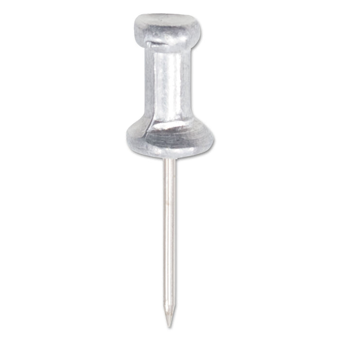 Aluminum Head Push Pins, Aluminum, Silver, 5/8", 100/Box