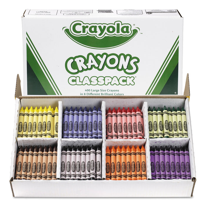 Classpack Large Size Crayons, 50 Each of 8 Colors, 400/Box