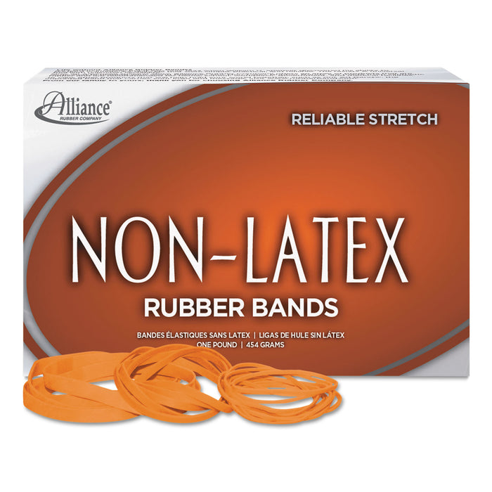 Non-Latex Rubber Bands, Size 117B, 0.04" Gauge, Orange, 1 lb Box, 250/Box