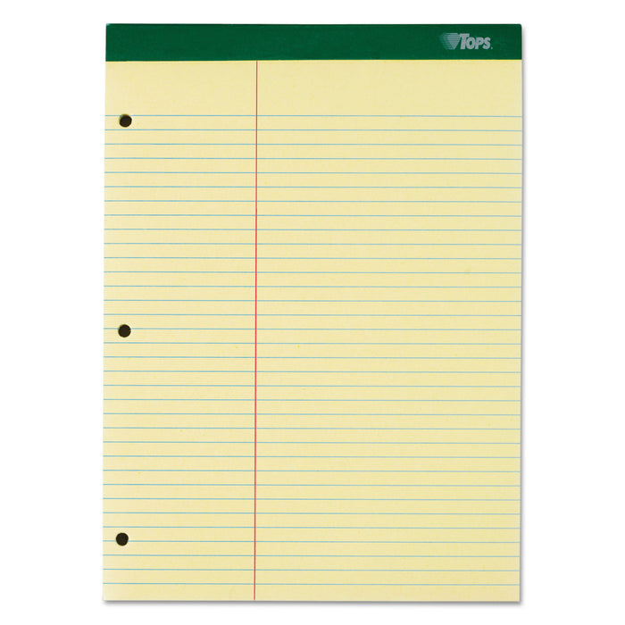 Double Docket Ruled Pads, Pitman Rule, 8.5 x 11.75, Canary, 100 Sheets