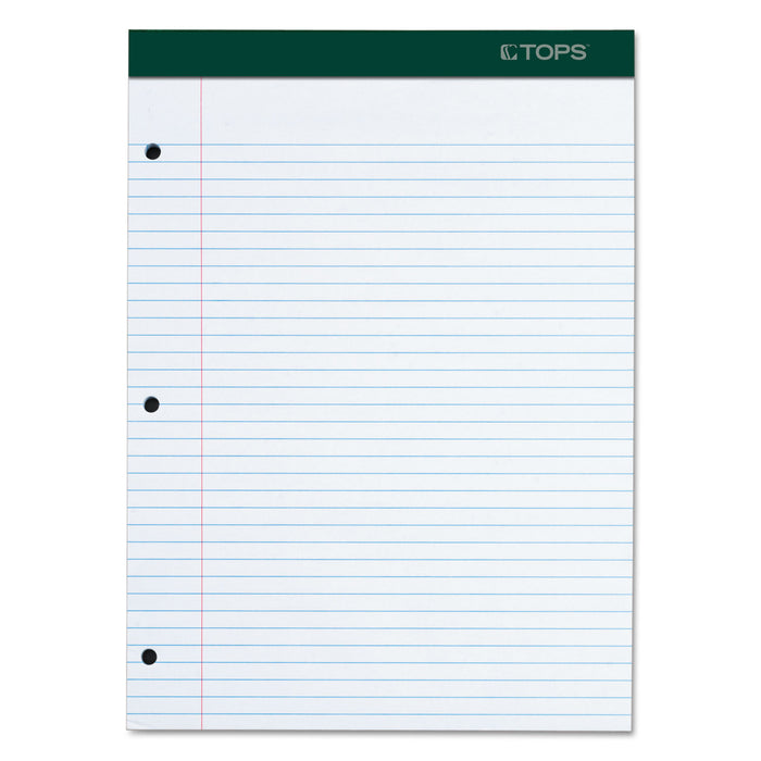 Double Docket Ruled Pads, Medium/College Rule, 8.5 x 11.75, White, 100 Sheets