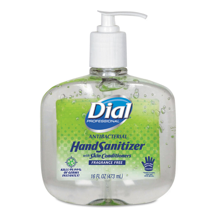 Antibacterial with Moisturizers Gel Hand Sanitizer, 16 oz Pump, Fragrance-Free, 8/Carton