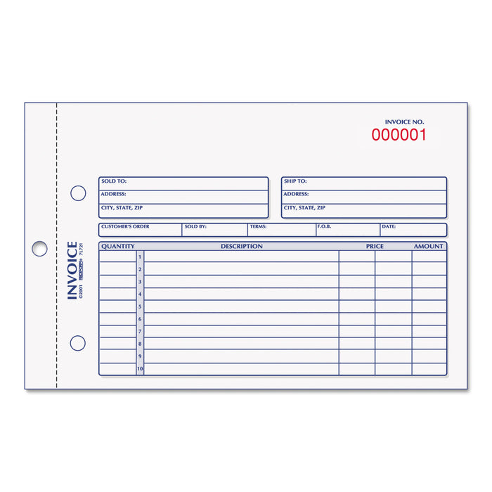 Invoice Book, 5 1/2 x 7 7/8, Carbonless Duplicate, 50 Sets/Book