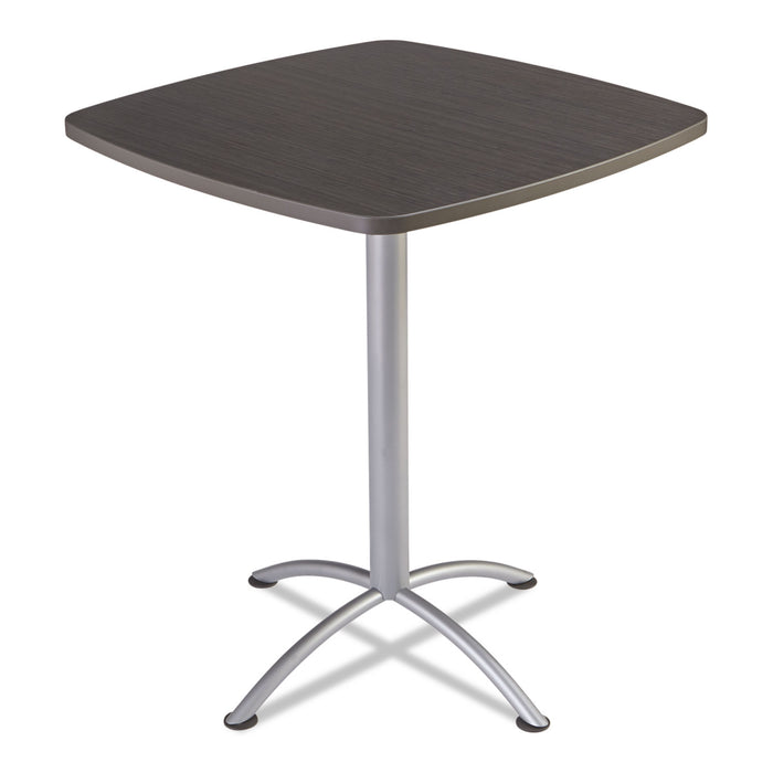 iLand Table, Contour, Square Bistro Style, 36" x 36" x 42", Gray Walnut/Silver