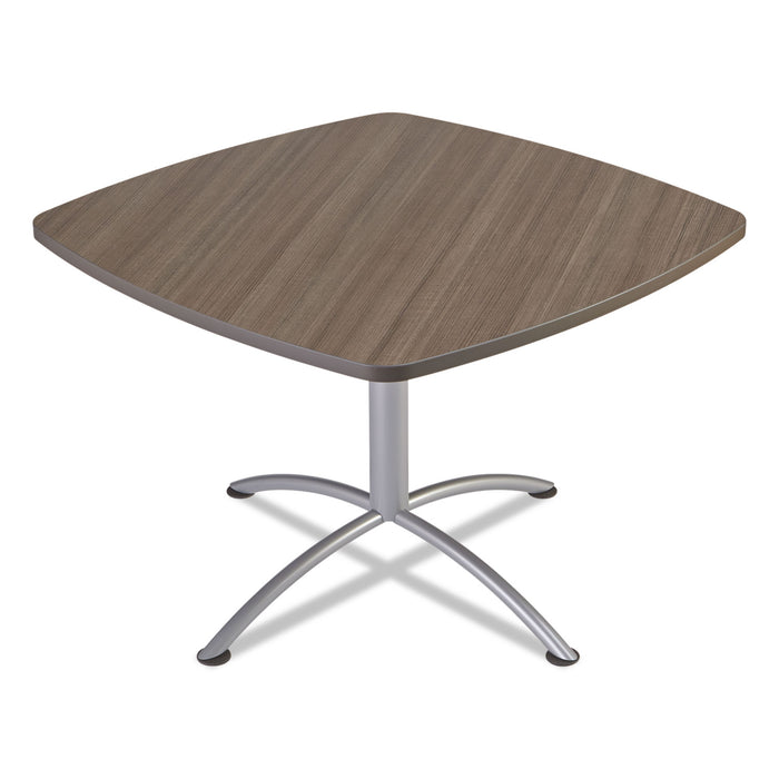 iLand Table, Contour, Square Seated Style, 42" x 42" x 29", Natural Teak/Silver