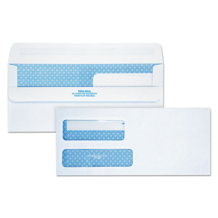Double Window Redi-Seal Security-Tinted Envelope, #9, Commercial Flap, Redi-Seal Closure, 3.88 x 8.88, White, 250/Carton