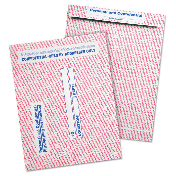 Gray/Red Paper Gummed Flap Personal & Confidential Interoffice Envelope, #97, 10 x 13, Gray/Red, 100/Box