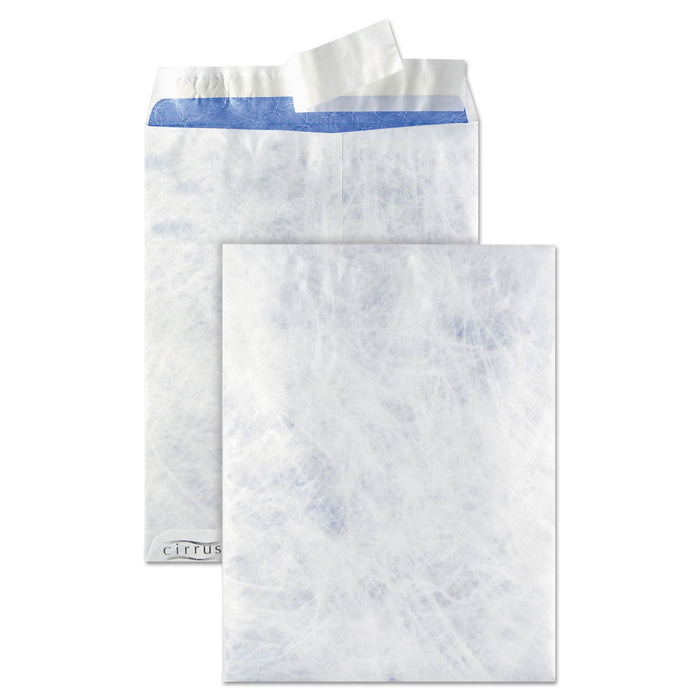 Cirrus Envelopes Made with DuPont Tyvek, #10 1/2, Cheese Blade Flap, Redi-Strip Closure, 9 x 12, White, 100/Box