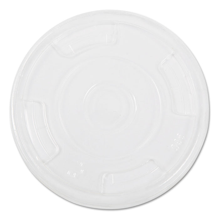 Compostable Cold Cup Lids, Flat, For 10, 12, 16oz Cups, Clear, 1000/Carton