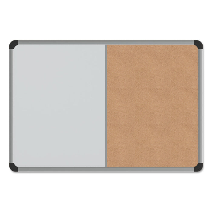 Cork/Dry Erase Board, Melamine, 24 x 18, Black/Gray Aluminum/Plastic Frame