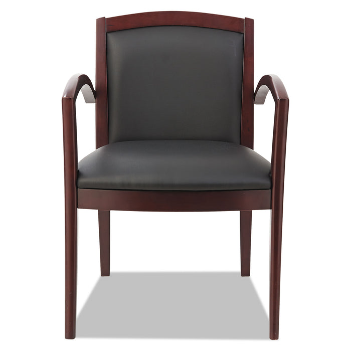 Alera Reception Lounge 500 Series Arch Back Solid Wood Chair, 22.83'' x 24.01'' x 32.28'', Black Seat/Back, Mahogany Base