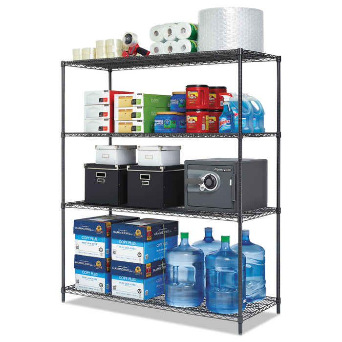 All-Purpose Wire Shelving Starter Kit, 4-Shelf, 60 x 24 x 72, Black Anthracite Plus