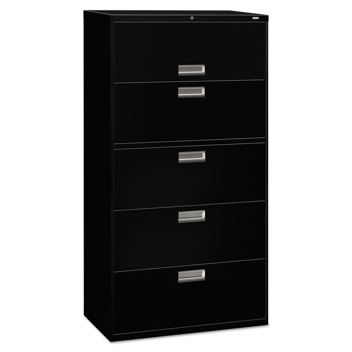 600 Series Five-Drawer Lateral File, 36w x 18d x 64.25h, Black