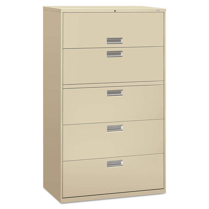 600 Series Five-Drawer Lateral File, 42w x 18d x 64.25h, Putty