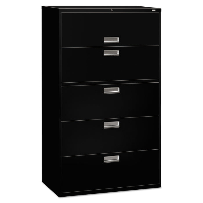 600 Series Five-Drawer Lateral File, 42w x 18d x 64.25h, Black