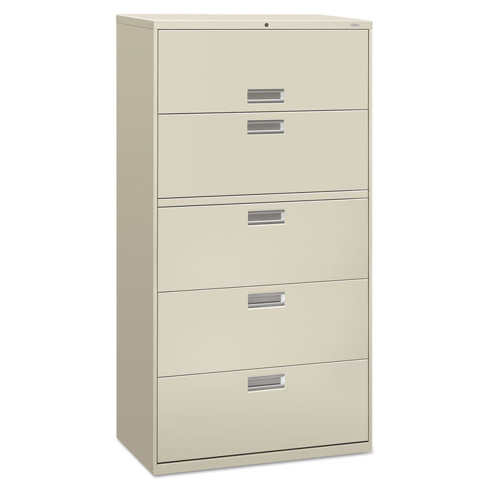 600 Series Five-Drawer Lateral File, 36w x 18d x 64.25h, Light Gray
