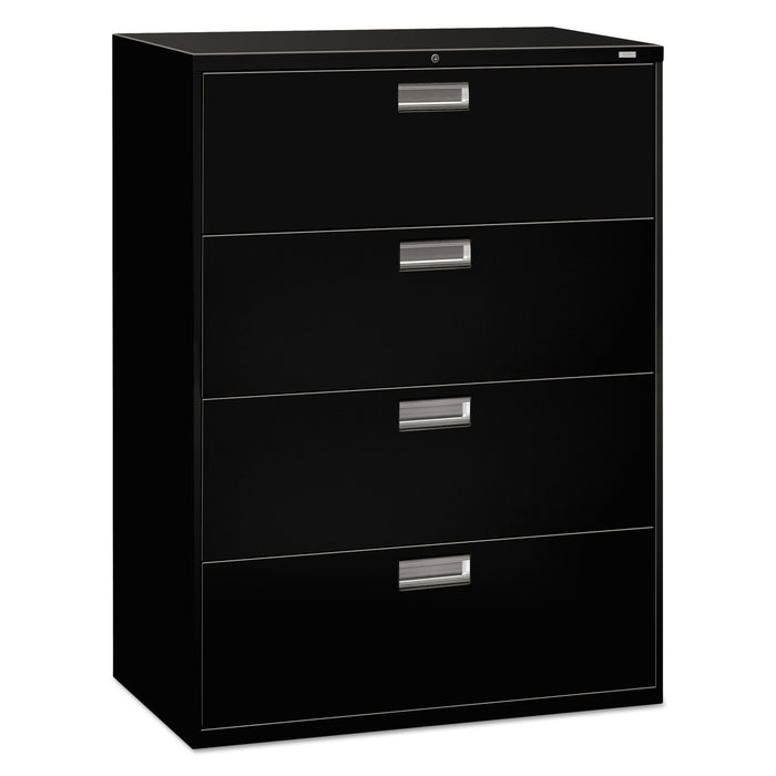 600 Series Four-Drawer Lateral File, 42w x 18d x 52.5h, Black
