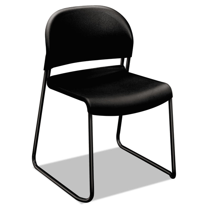 GuestStacker High Density Chairs, Onyx Seat/Onyx Back, Black Base, 4/Carton