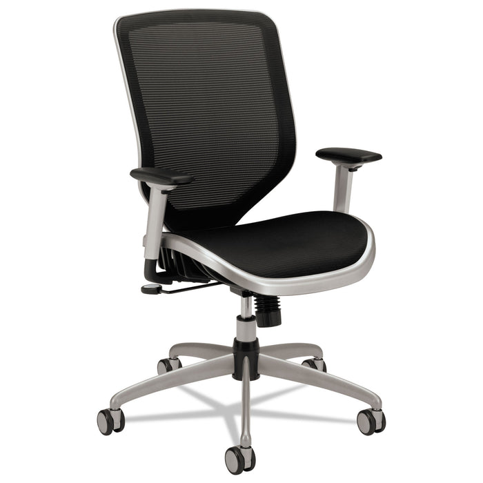 Boda Series Mesh High-Back Work Chair, Supports up to 250 lbs., Black Seat/Black Back, Titanium Base