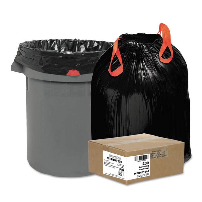 Heavy-Duty Trash Bags, 30 gal, 1.2 mil, 30.5" x 33", Black, 200/Box