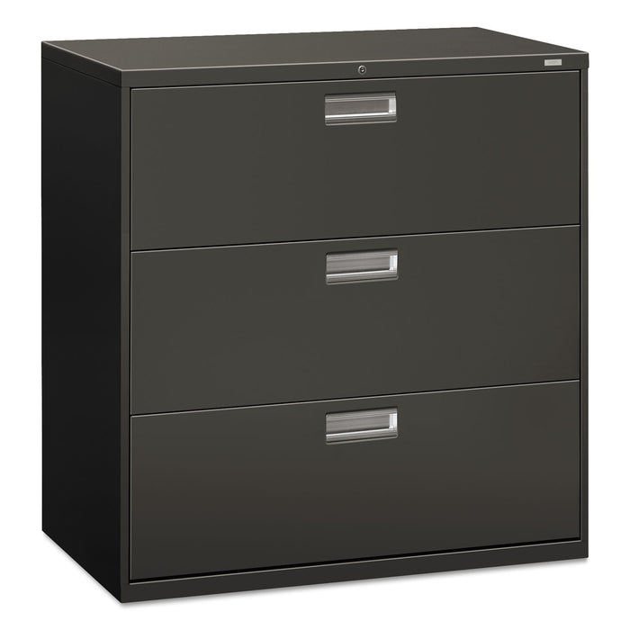 600 Series Three-Drawer Lateral File, 42w x 18d x 39.13h, Charcoal