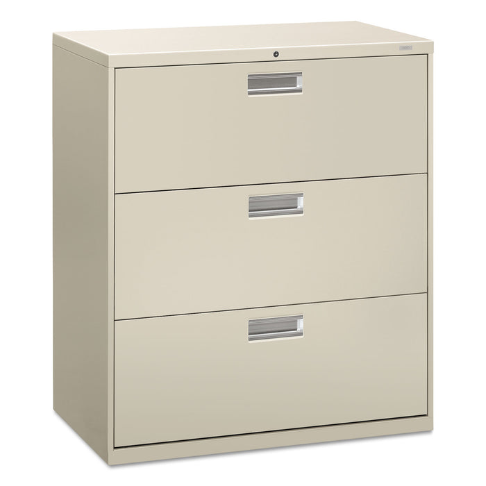 600 Series Three-Drawer Lateral File, 36w x 18d x 39.13h, Light Gray
