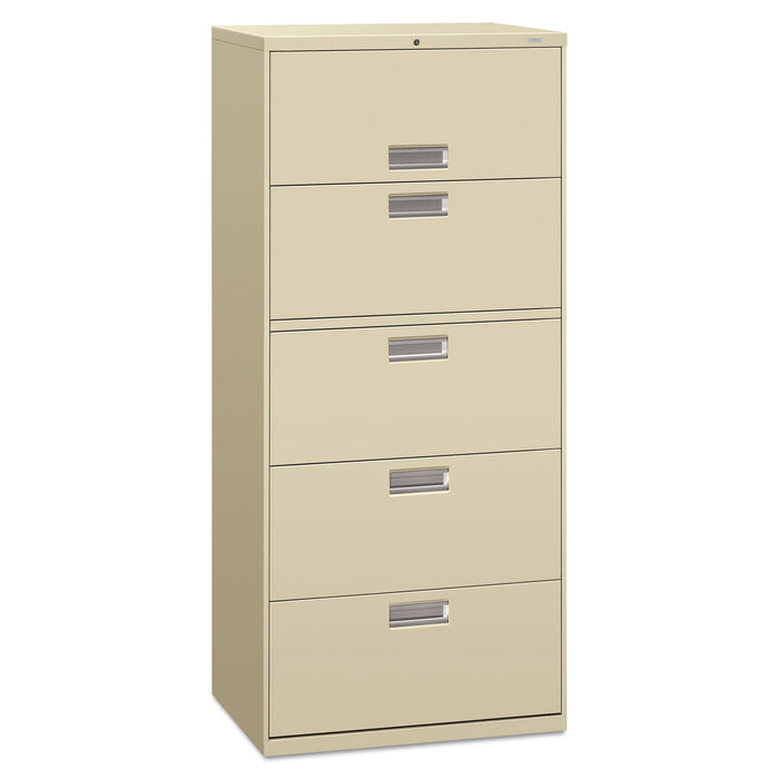 600 Series Five-Drawer Lateral File, 30w x 18d x 64.25h, Putty