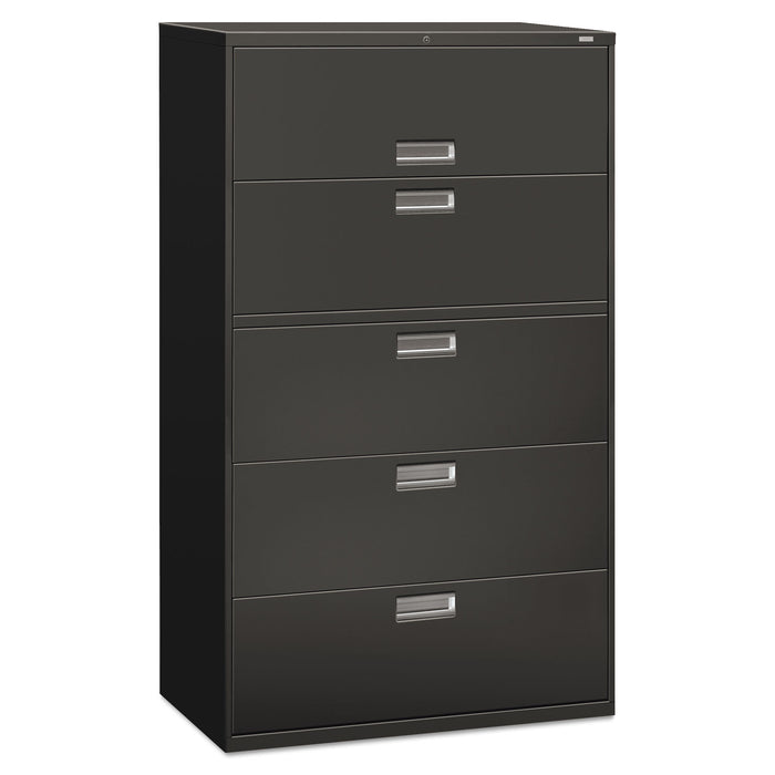 600 Series Five-Drawer Lateral File, 42w x 18d x 64.25h, Charcoal