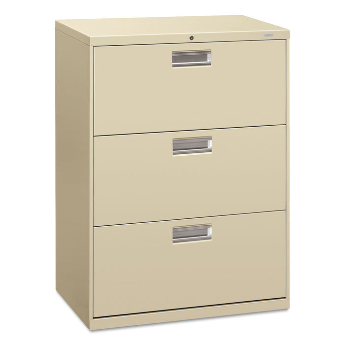 600 Series Three-Drawer Lateral File, 30w x 18d x 39.13h, Putty