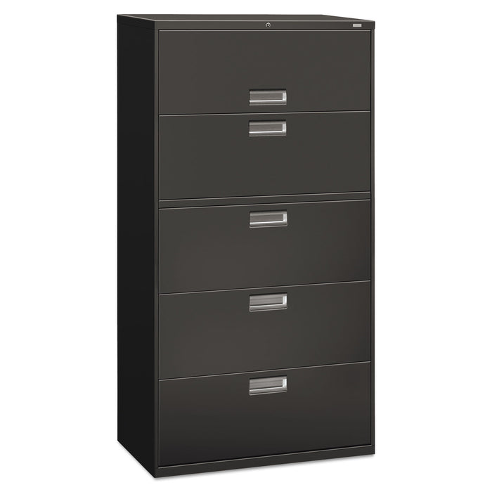 600 Series Five-Drawer Lateral File, 36w x 18d x 64.25h, Charcoal